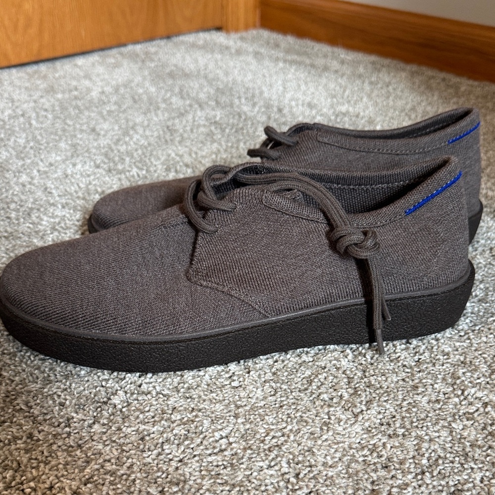 Rothy's Men's Dark Brown Sneakers with Blue Accents